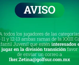 Aviso para Categorías Gira Infantil Juvenil